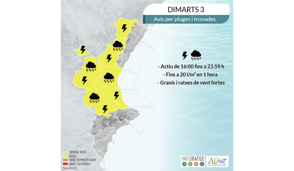 ?⛈ AVISO AMARILLO POR LLUVIAS I TORMENTAS