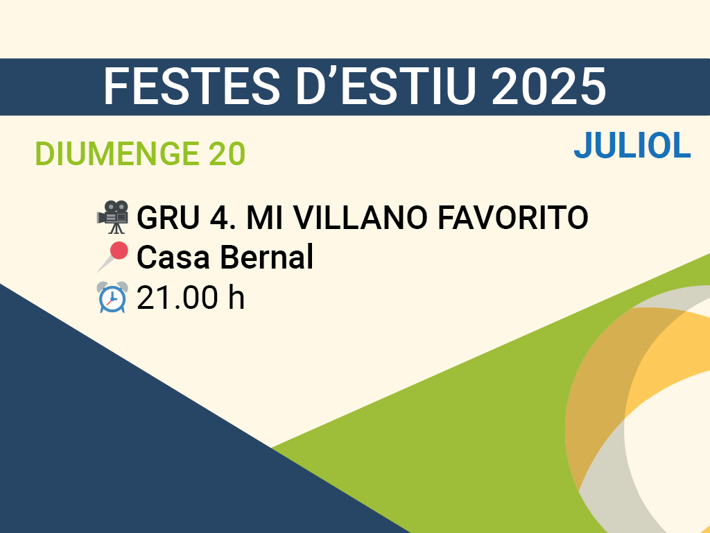 Cinema Gru 4. Casa Bernal 21.00h
